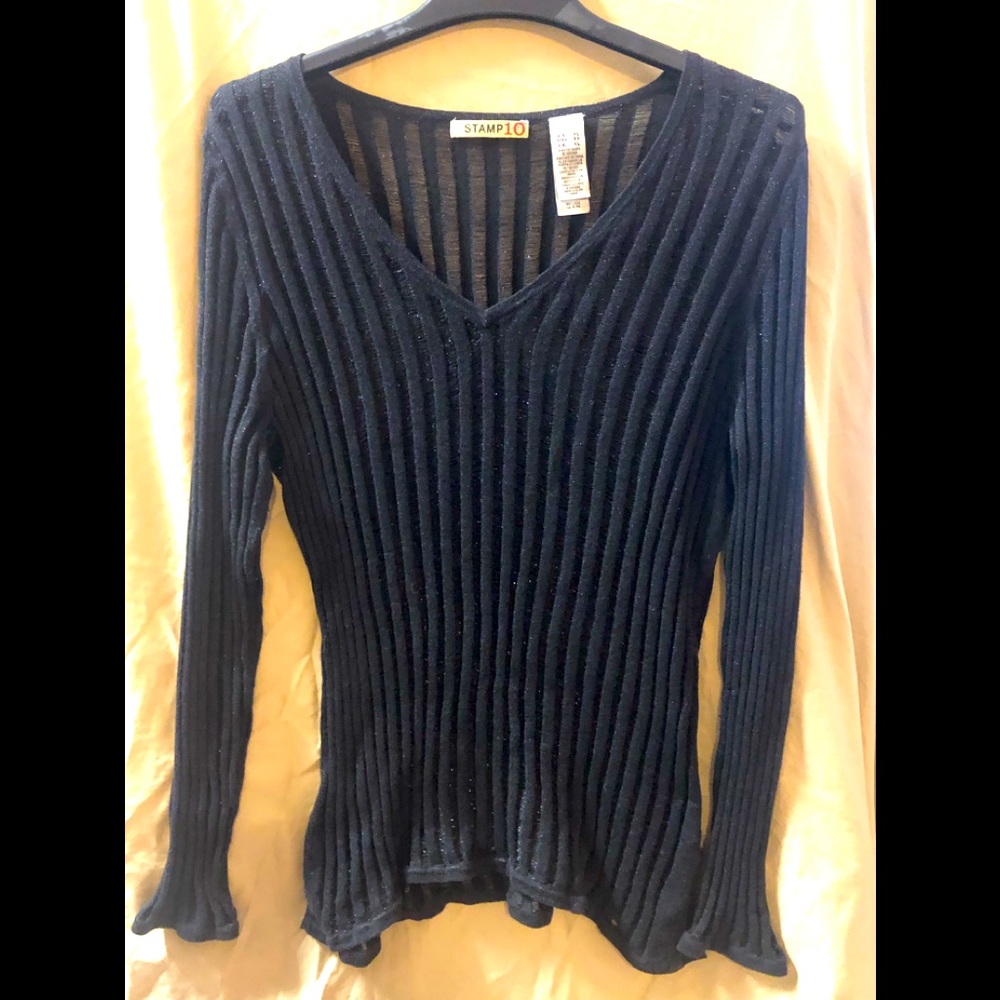Stamp 10 long sleeve see-through shirt